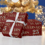 25th Wedding Anniversary Sparkling Text On Red Wrapping Paper<br><div class="desc">25th wedding anniversary sparkling text in a seamless pattern over a dark-red background.</div>