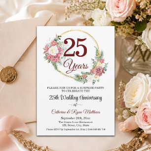 25th Wedding Anniversary Surprise Party Floral Invitation