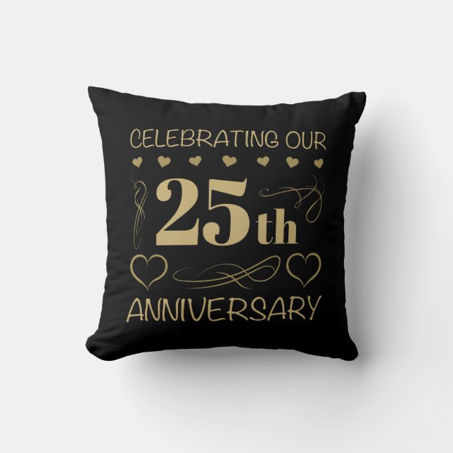 25th Wedding Anniversary Throw Pillow (Front)