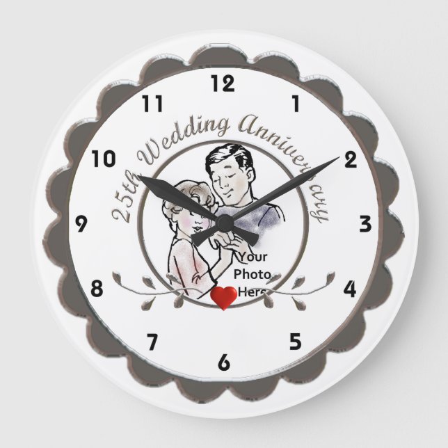 25th  Wedding Anniversary Wall Clock (Front)