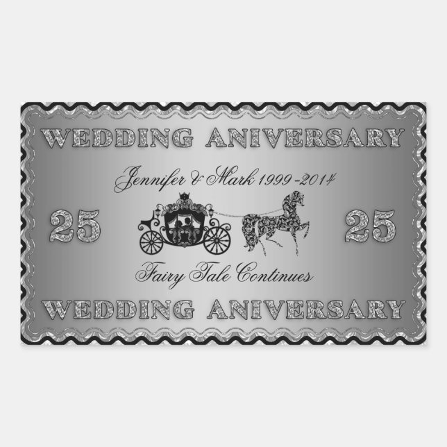 25th Wedding Anniversary-Wedding Horse & Carriage Sticker (Front)