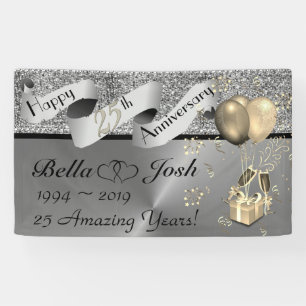 25th Wedding Happy Anniversary Banner