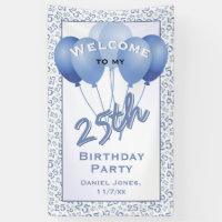 25th Welcome Blue/White Random Number Pattern