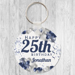 25thBirthday Navy Blue Balloons Keychain<br><div class="desc">A gorgeous navy and silver balloon happy 25th birthday keychain. This fabulous design is the perfect way to wish someone a happy twenty-fifth birthday (or any age!) Personalize with our own custom name and message. Blue coloured typography and gorgeous navy blue and silver balloons.</div>