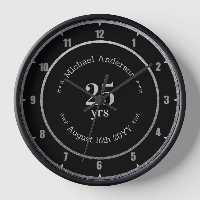 25yrs Retirement or Anniversary Personalized Round Clock (Front)