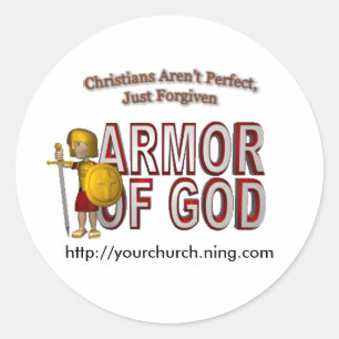 25zjxb9, ARMOROFGOD, http://yourchurch.ning.com Classic Round Sticker