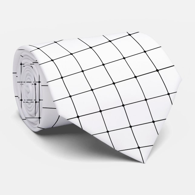 260216 Grid - Black on White Tie (Rolled)