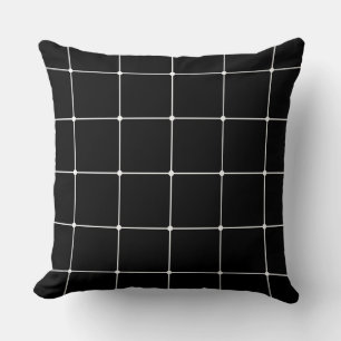 260216 Grid - White on Black Throw Pillow