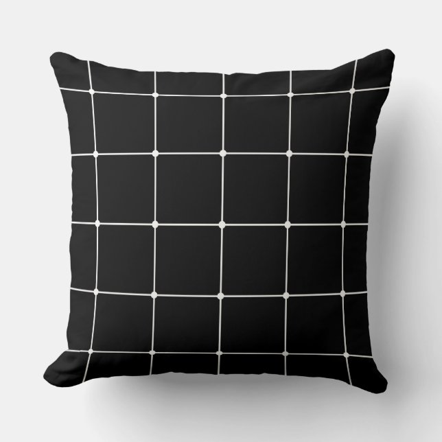 260216 Grid - White on Black Throw Pillow (Front)