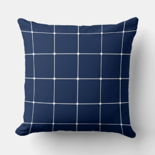 260216 Grid - White on Blue #001744 Throw Pillow