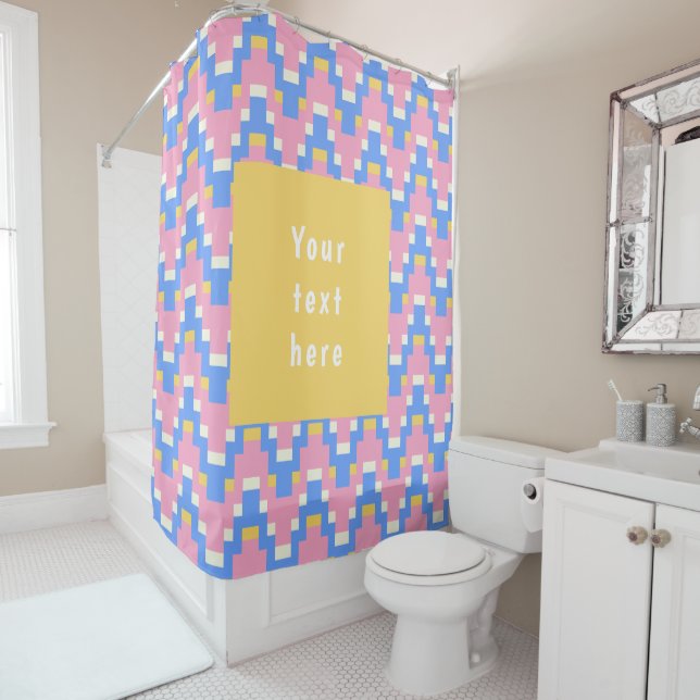 26036B Geometric Zigzag Wave Pink Blue Yellow (In Situ)