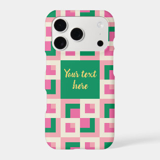 26039A Geometric Pinwheel Block Pattern Pink Green