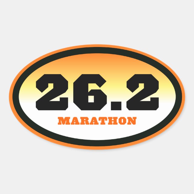26.2 Marathon Black and Orange Oval Oval Sticker (Front)
