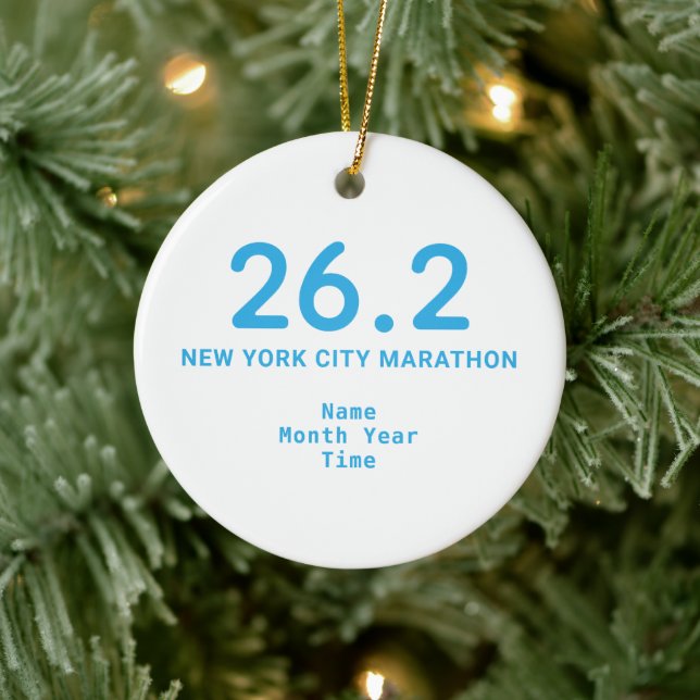 26.2 Marathon Runner Personalized Blue Ceramic Ornament (Tree)