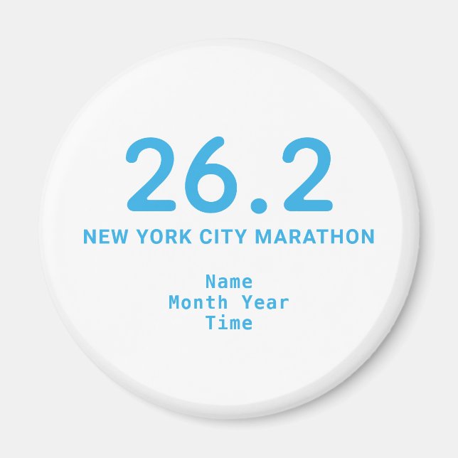 26.2 Marathon Runner Personalized Blue Magnet (Front)
