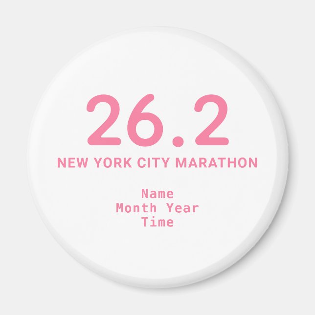 26.2 Marathon Runner Personalized Pink Magnet (Front)