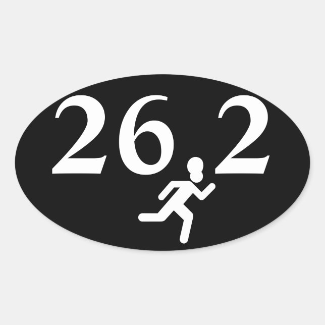 26.2 Marathon Running Oval Sticker (Front)