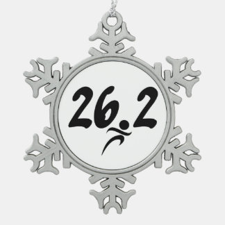 26.2 marathon snowflake pewter christmas ornament