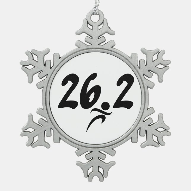 26.2 marathon snowflake pewter christmas ornament (Front)