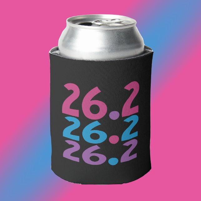 26.2 Marathoner - Marathon Runner Pink Colourful Can Cooler (Depiction of Can Cooler)
