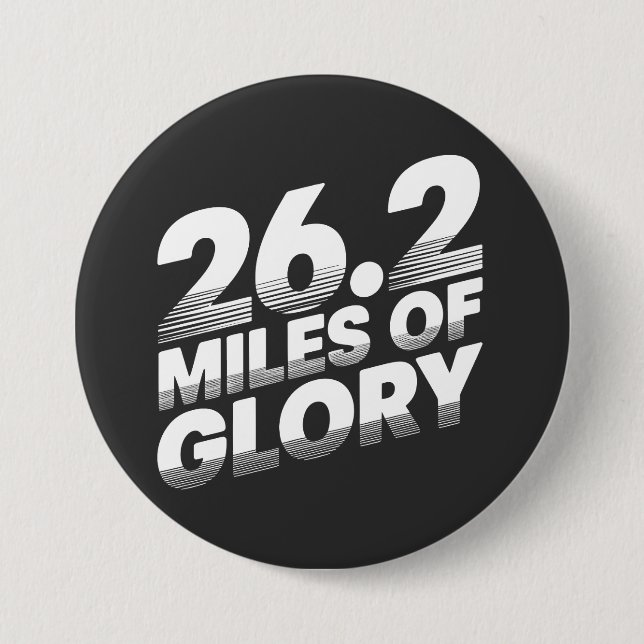 26.2 miles marathon running 3 inch round button (Front)