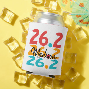 26.2 Personalized Marathon Runner themed colourful Can Cooler