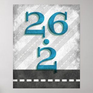 26.2 Poster de course de marathon Blue Runner Wall