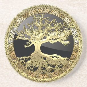 [26] Golden Celtic Tree of Life Coaster