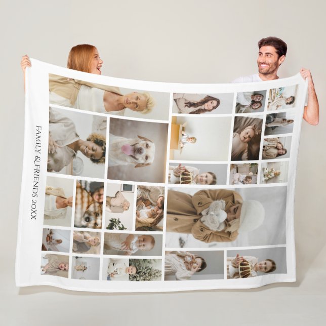 26 Photo Collage Family Personalized Fleece Blanket (In Situ)