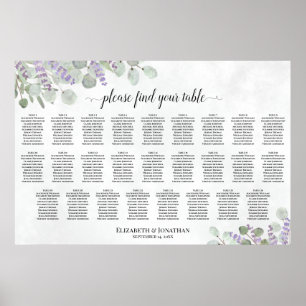26 Table Lavender Eucalyptus Wedding Seating Chart