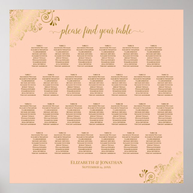 26 Tableau Mariage Sièges Poche de corail et or (Devant)