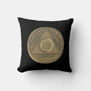 26 Year CUSTOM NAME Sober Anniversary Coin Throw Pillow