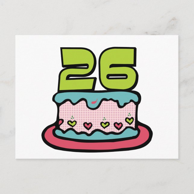 26 Year Old Birthday Cake Postcard (Front)