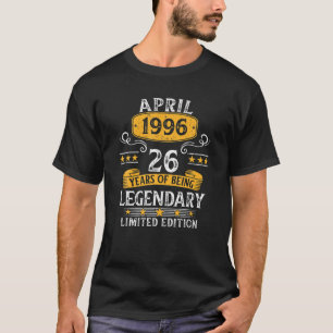 26 Years Old Awesome Since April 1996 Gifts 26Th B T-Shirt