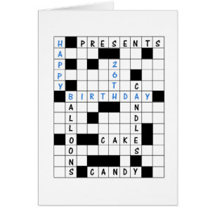 26e anniversaire, Crossword Puzzle carte d'anniver