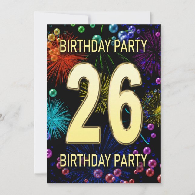 26e anniversaire Invitation fête feux d'artifice (Devant)