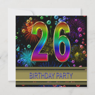 26e Birthday Invitation with bubbles