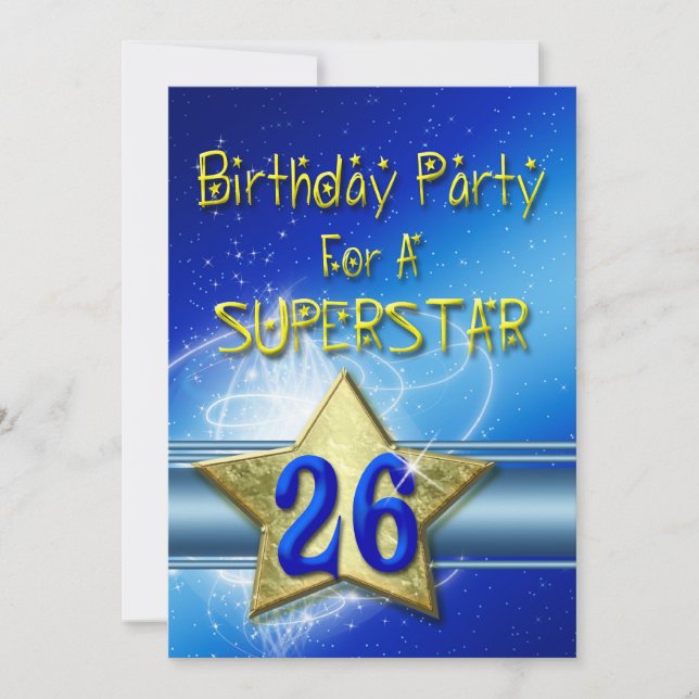 26ème Invitation de fête d'anniversaire pour un (Devant)