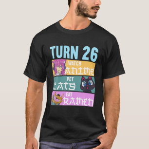 26Th Anime Birthday Pyjamas I Pet Cats T-Shirt