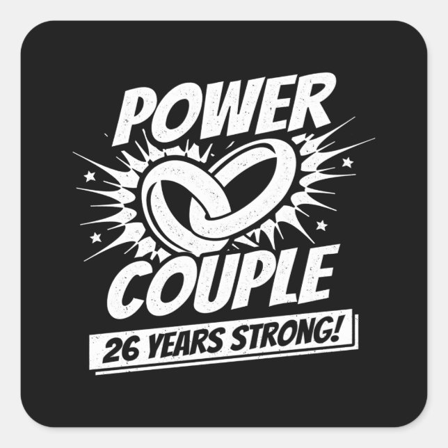 26th Anniversary Couples Married 26 Years Strong Square Sticker (Front)