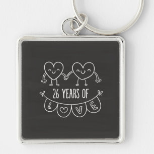 26th Anniversary Gift Chalk Hearts Keychain