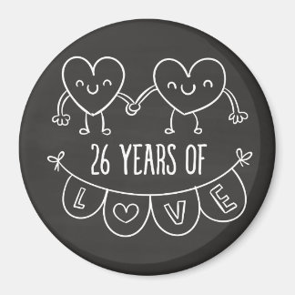 26th Anniversary Gift Chalk Hearts Magnet