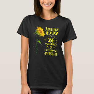 26th Birthday 26 Year Old Sunflower  Born January  T-Shirt