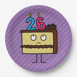 26th Birthday Cake with Candles Paper Plates