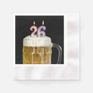 26th birthday candles in beer napkin