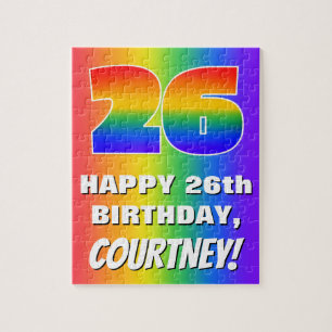 26th Birthday: Colourful, Fun Rainbow Pattern # 26 Jigsaw Puzzle