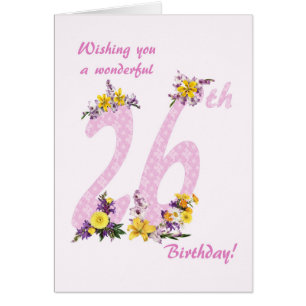 26th Birthday Flower Decorated Numbers