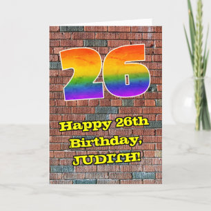 26th Birthday: Fun Graffiti-Inspired Rainbow 26 Card