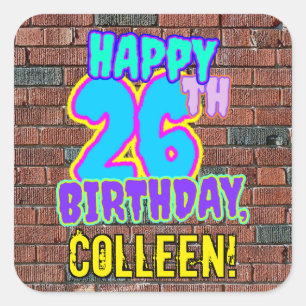 26th Birthday – Fun, Urban Graffiti Inspired Look Square Sticker