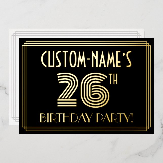 26th Birthday Party — Art Deco Style “26” + Name (Front/Back)